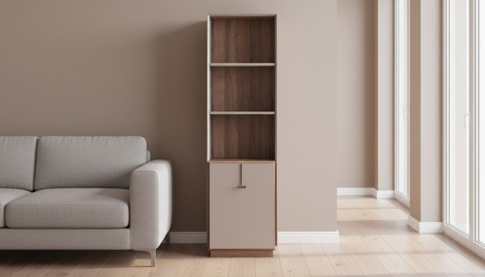 Modern bookshelf designer free-standing shelf beige office shelves bookcase