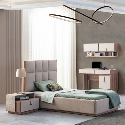 Children's room furniture designer single bed wood nightstand desk 4-piece set