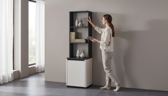 White-black bookcase designer bookshelf children's standing shelf