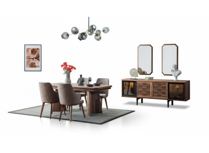 Stylish dining set exclusive wooden table designer sideboard chairs 10-piece