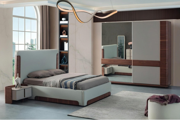 Graceful bedroom furniture luxury upholstered bed designer wardrobe