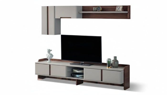 White living room wall unit luxurious furniture RTV lowboard shelves sideboard