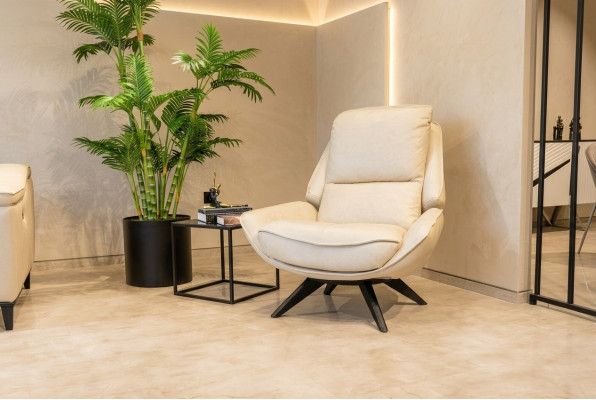 Beige leather armchair living room club chair design single seater elegant furniture