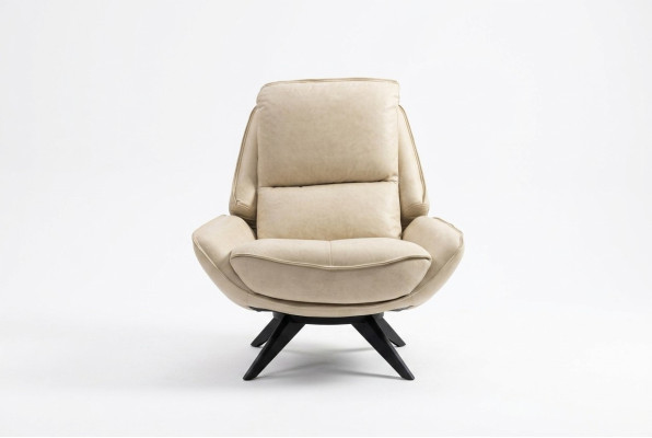 Beige leather armchair living room club chair design single seater elegant furniture