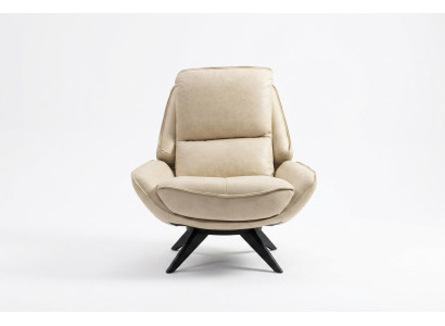 Beige leather armchair living room club chair design single seater elegant furniture