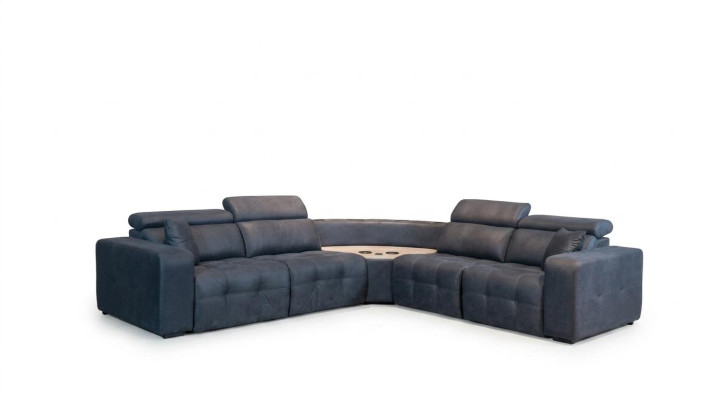 L-shaped sectional leather sofa, large sofa, gray couch, living room design