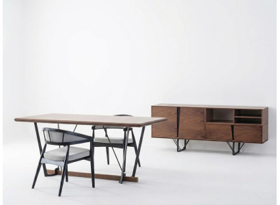 Group Dining Room Dining Table Set 2-Piece Sideboard Dining Table Brown Wood