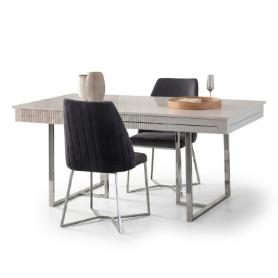 Modern dining table extendable wood white