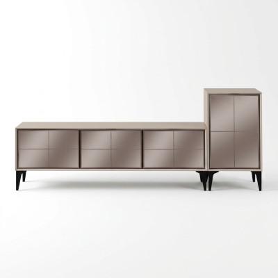 Sideboard TV Stand RTV Lowboard White Wood Table Furniture Living Room
