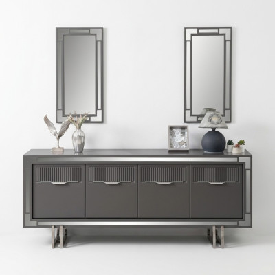 Wooden cupboard sideboard gray cabinet chest of drawers wood dining room
