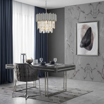 Modern complete dining table 2-piece sideboard dining room table wood grey