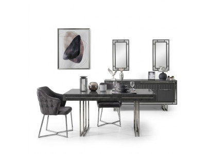 Modern complete dining table 2-piece sideboard dining room table wood grey
