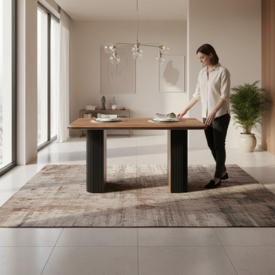 Wooden Table Dining Table Dining Room Table 140 cm Table Wood Brown Dining Room