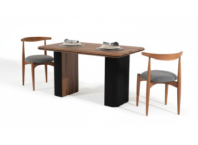 Classic Dining Set Dining Room Dining Table Chairs 3 pcs Brown