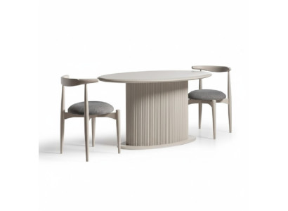 Dining room dining set complete dining table chairs 3-piece beige design oval