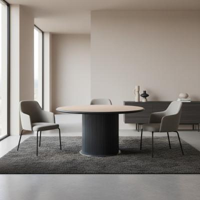 Wooden table dining table dining table 140 cm table wood gray dining room