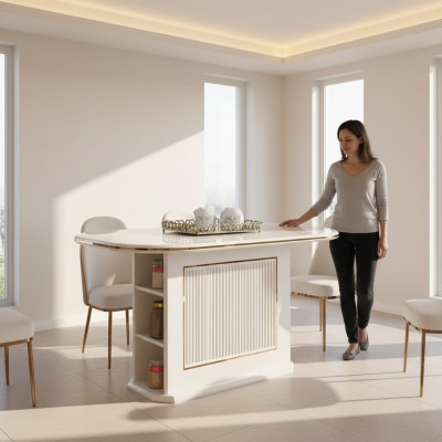 Modern dining table dining table table wood beige dining room wooden table