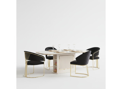 Dining area luxury dining set complete dining room dining table chairs 7-piece beige
