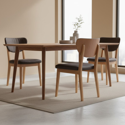 Kitchen chair, wooden chair, dining chair, brown wood, classic chair, fabric