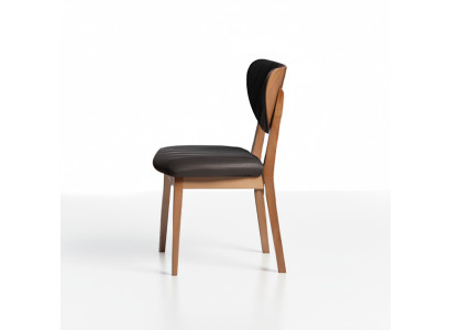 Set of wooden chairs, kitchen chairs, dining room chairs, fabric, 2-piece, brown wood