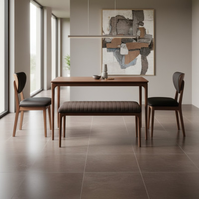 Dining nook set dining group wood dining room dining table chairs 3-piece brown