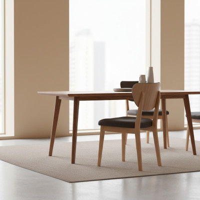 Wooden Set Dining Furniture Dining Room Dining Table Chairs 7-piece Brown Dining Nook
