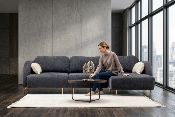 Sectional sofa L shape upholstered sofa fabric sofa couch gray sofa lounger fabric