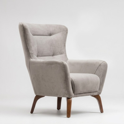 Wingback armchair living room fabric armchair gray upholstered single-seater seat