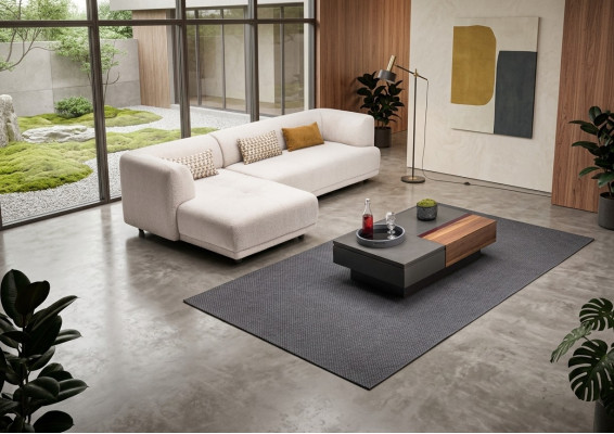 Corner suite corner sofa L-shaped fabric sofa upholstered sofa couch sofa beige