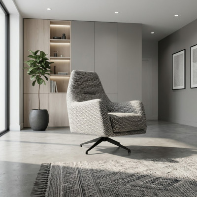 Armchair living room wingback chair fabric armchair grey upholstered single-seater seat