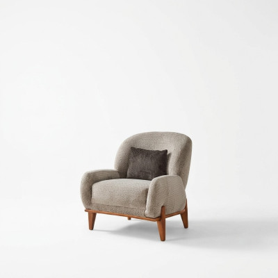 Armchair Wingback Chair Fabric Chair Gray Upholstered Seat Living Room Single Seater