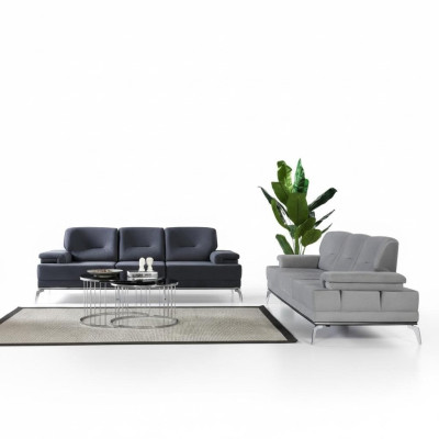 Black/Gray Sofa Set Upholstered Couches Designer Three-Seater Couch Set