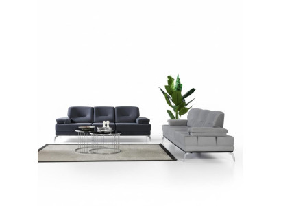 Black/Gray Sofa Set Upholstered Couches Designer Three-Seater Couch Set