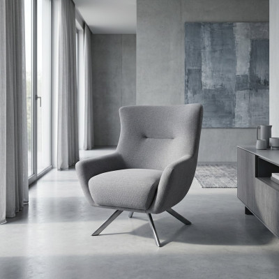 Fabric armchair living room single armchair wing chair gray upholstered seat