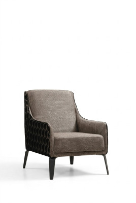 Armchair wing chair upholstered chair single-seater fabric gray upholstery furniture