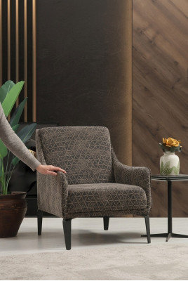Wing chair, fabric armchair, armchair, single-seater, fabric gray upholstery furniture