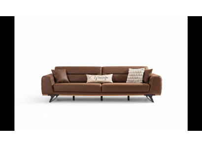 Chesterfield four-seater couch faux leather brown sofa 4-seater upholstery