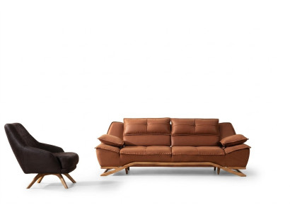 Couch set three-seater armchair fabric sofa upholstered sofa 2-piece sofa brown