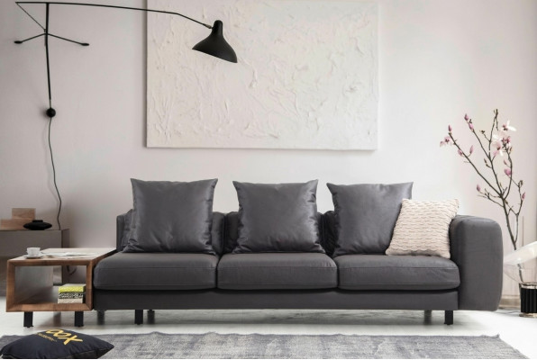 Upholstered sofa three-seater couch fabric sofa sofa seat fabric gray table