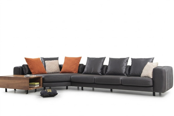 Corner sofa corner suite L-shape upholstery sofa fabric sofa gray sofa table couch
