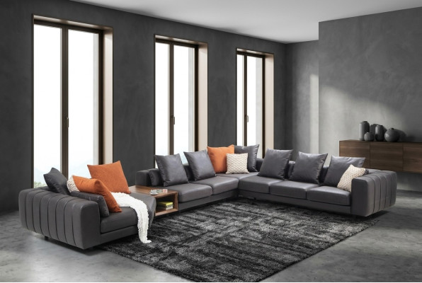 Large living landscape sofa corner sofa U-shaped upholstered sofa gray fabric sofa