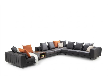 Large living landscape sofa corner sofa U-shaped upholstered sofa gray fabric sofa