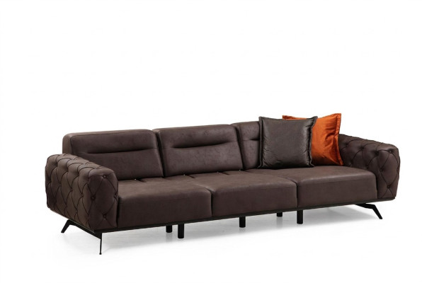 Chesterfield four-seater couch brown sofa 4-seat upholstered sofa fabric sofa