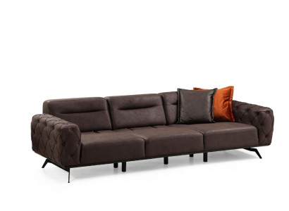 Chesterfield four-seater couch brown sofa 4-seat upholstered sofa fabric sofa