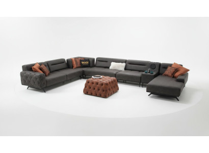 U-shaped sectional sofa, upholstered sofa, fabric sofa, corner set, couch, gray, large sofa