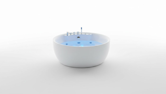 Round Bathtub Whirlpool Tub LED Bubble Tub Massage Design Wellness