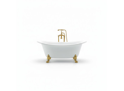 Freestanding bathtub modern gold white oval