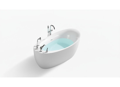 Bathtub Oval Tub Freestanding 160x80 Fixtures Complete