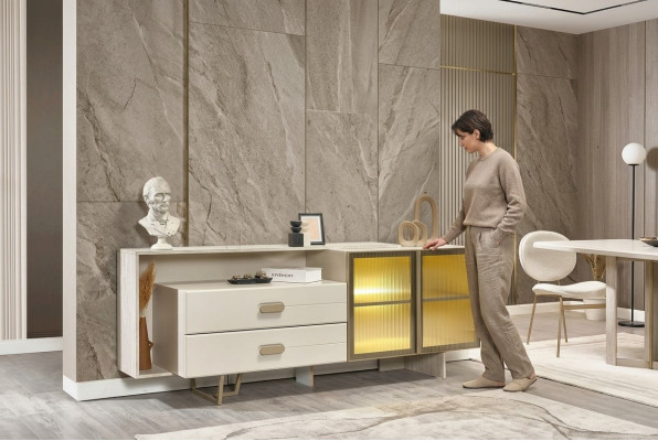 White sideboard designer dresser modern cabinets luxury chest of drawers new