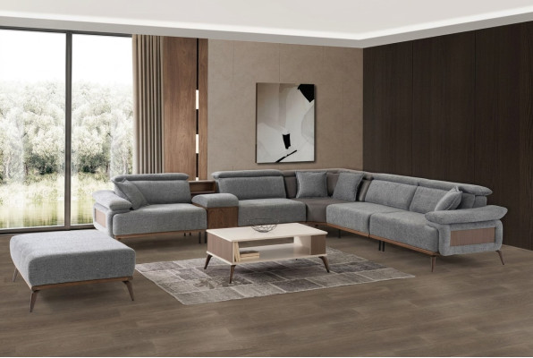 Sectional L-shaped fabric sofa upholstered sofa couch sofa blue modern fabric